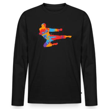 Taekwondo Coloré Arts Martiaux Enfants Hommes Karaté - T-shirt manches longues Premium bio Homme - noir - Devant - Nico (187cm)