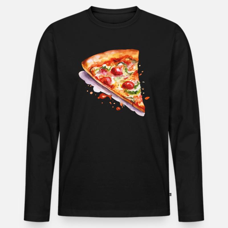 pizza - Männer Premium Bio Langarmshirt - Schwarz
