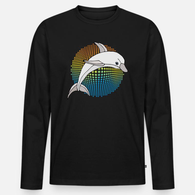 Delfin - Männer Premium Bio Langarmshirt - Schwarz