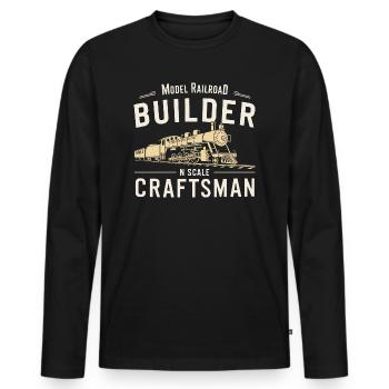 Precision in model making - Men's Premium Organic Long Sleeve Shirt - black - Front - Nico (187cm)