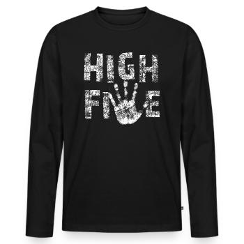 High Five - Men's Premium Organic Long Sleeve Shirt - black - Front - Nico (187cm)