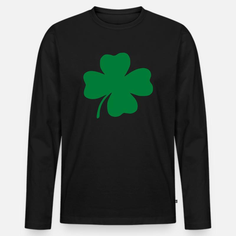Kleeblatt - Männer Premium Bio Langarmshirt - Schwarz