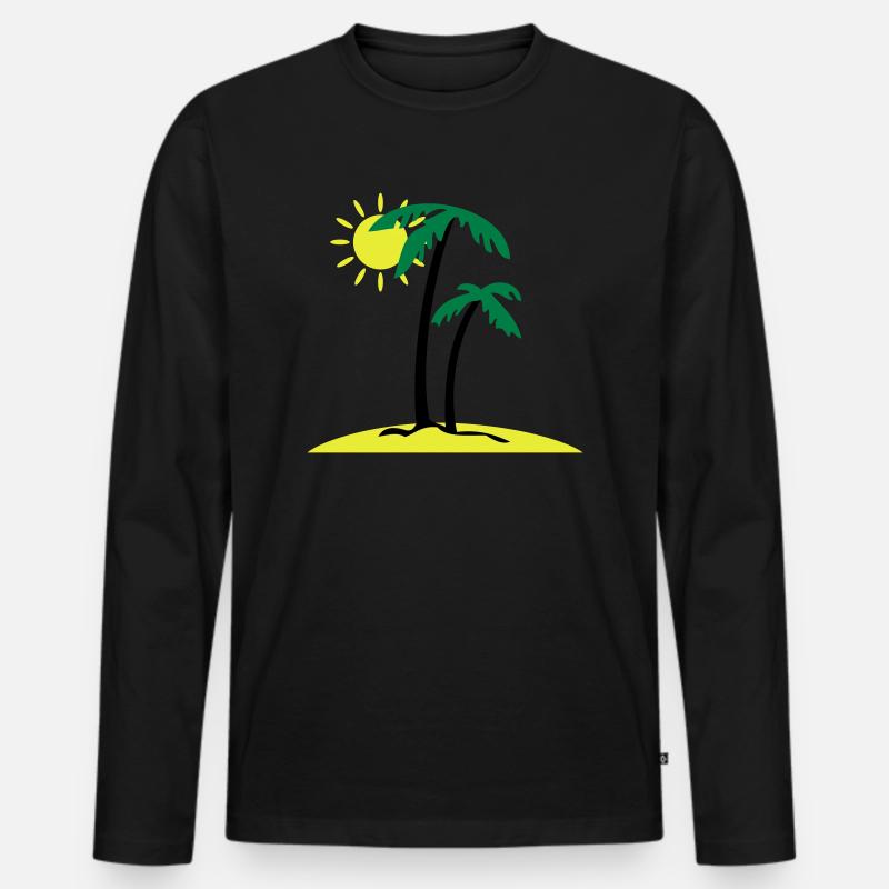 Palminsel - Männer Premium Bio Langarmshirt - Schwarz