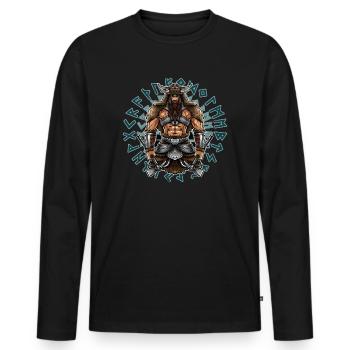 Berserker nordique | Guerriers Vikings Valhalla - T-shirt manches longues Premium bio Homme - noir - Devant - Nico (187cm)