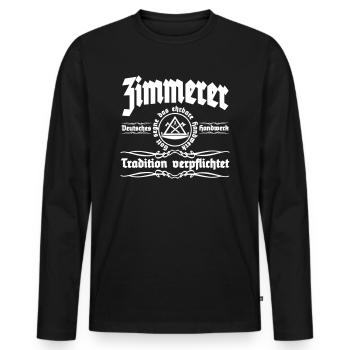 Zimmerer Deutsches Handwerk - Männer Premium Bio Langarmshirt - Schwarz - Vorne - Nico (187cm)
