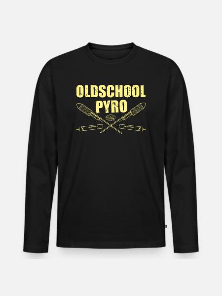 Oldschool Pyro - Männer Premium Bio Langarmshirt - Schwarz