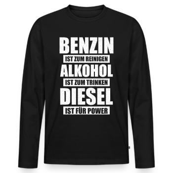 Diesel ist für Power Motorsport Auto - Männer Premium Bio Langarmshirt - Schwarz - Vorne - Nico (187cm)