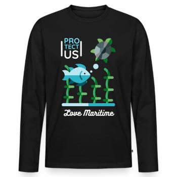 Tortues de mer et poissons, conservation de la nature - T-shirt manches longues Premium bio Homme - noir - Devant - Nico (187cm)