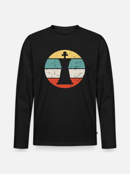 Échecs Chess rétro piqué - T-shirt manches longues Premium bio Homme - noir
