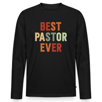 Meilleur pasteur de tous les temps - T-shirt manches longues Premium bio Homme - noir - Devant - Nico (187cm)