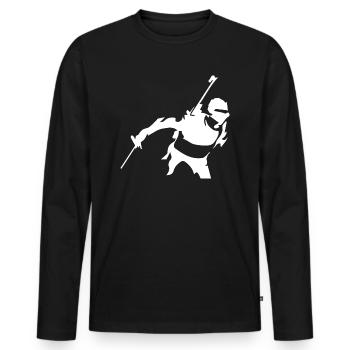 Biathlon Ski - Men's Premium Organic Long Sleeve Shirt - black - Front - Nico (187cm)