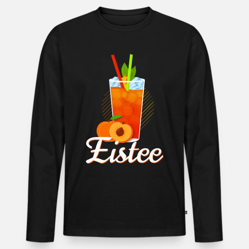 Eistee Pfirsich Design Tee - Männer Premium Bio Langarmshirt - Schwarz