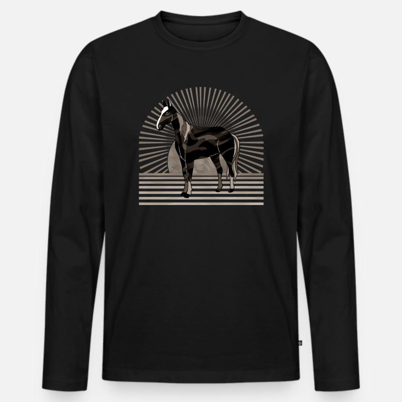Pferd - Männer Premium Bio Langarmshirt - Schwarz