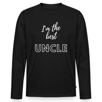 I am the best uncle - Männer Premium Bio Langarmshirt - Schwarz - Vorne - Nico (187cm)