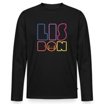 Lisboa Portugal Souvenir portugais Lisbonne - T-shirt manches longues Premium bio Homme - noir - Devant - Nico (187cm)