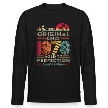 1978 Vintage Original Retro Birthday Gift - Men's Premium Organic Long Sleeve Shirt - black - Front - Nico (187cm)