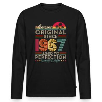 1967 Vintage Original Retro Birthday Gift - Men's Premium Organic Long Sleeve Shirt - black - Front - Nico (187cm)