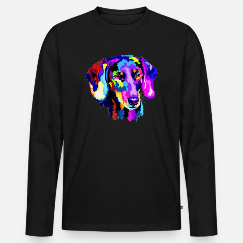 Stilisierter Dackel - Männer Premium Bio Langarmshirt - Schwarz