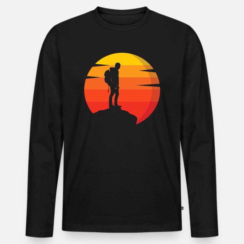 Wandern Outdoor Hike - Männer Premium Bio Langarmshirt - Schwarz