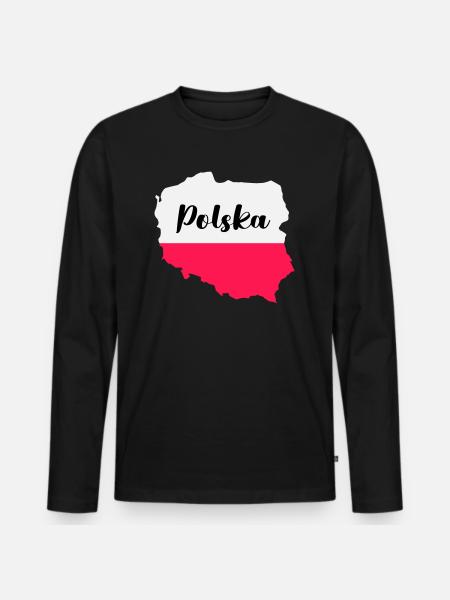 Poland Polska - Men's Premium Organic Long Sleeve Shirt - black