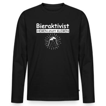Bieraktivist, heben statt kleben | Bier, Grillen - Männer Premium Bio Langarmshirt - Schwarz - Vorne - Nico (187cm)