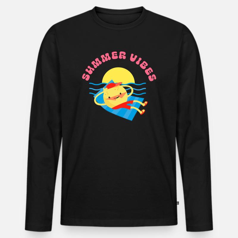 sumer vibes lemon - Männer Premium Bio Langarmshirt - Schwarz