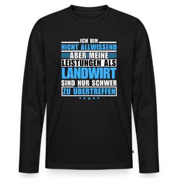 Des performances inégalées en tant qu’agriculteur - T-shirt manches longues Premium bio Homme - noir - Devant - Nico (187cm)