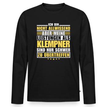 Unmatched performance as a plumber - Men's Premium Organic Long Sleeve Shirt - black - Front - Nico (187cm)