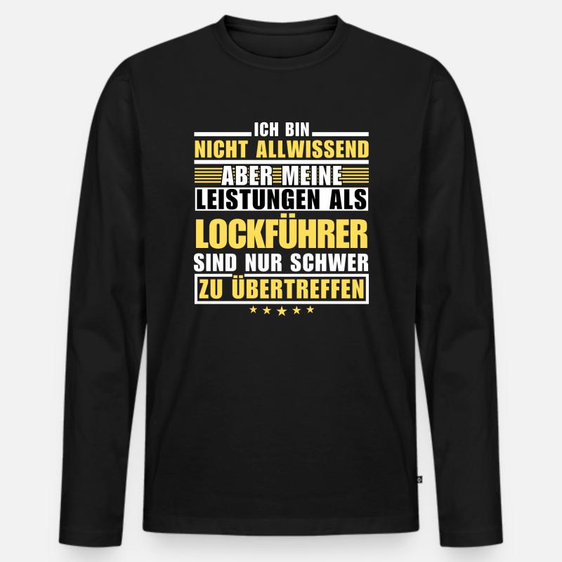 Unübertroffene Leistung als Lockführer - Männer Premium Bio Langarmshirt - Schwarz