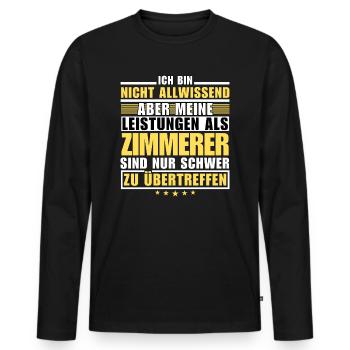 Unübertroffene Leistung als Zimmerer - Männer Premium Bio Langarmshirt - Schwarz - Vorne - Nico (187cm)