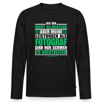 Unübertroffene Leistung als Fotograf - Männer Premium Bio Langarmshirt - Schwarz - Vorne - Nico (187cm)