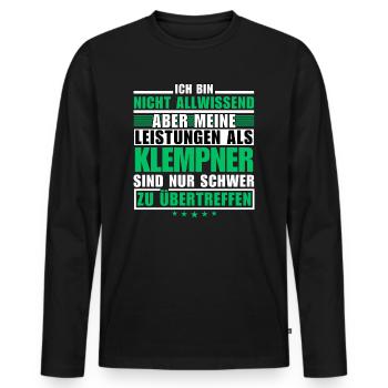 Unmatched performance as a plumber - Men's Premium Organic Long Sleeve Shirt - black - Front - Nico (187cm)