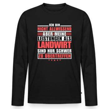 Des performances inégalées en tant qu’agriculteur - T-shirt manches longues Premium bio Homme - noir - Devant - Nico (187cm)