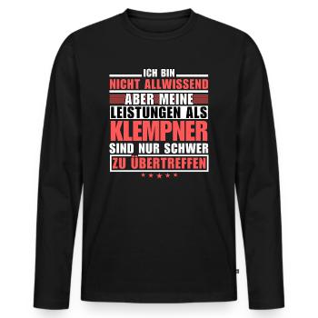 Unmatched performance as a plumber - Men's Premium Organic Long Sleeve Shirt - black - Front - Nico (187cm)