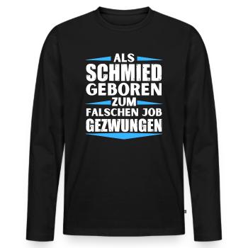 Le forgeron a décroché le mauvais emploi - T-shirt manches longues Premium bio Homme - noir - Devant - Nico (187cm)