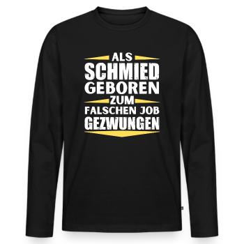 Le forgeron a décroché le mauvais emploi - T-shirt manches longues Premium bio Homme - noir - Devant - Nico (187cm)