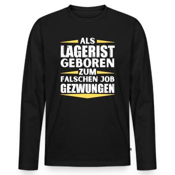 Warehouse clerk ended up in the wrong job - Men's Premium Organic Long Sleeve Shirt - black - Front - Nico (187cm)