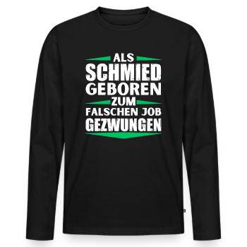 Le forgeron a décroché le mauvais emploi - T-shirt manches longues Premium bio Homme - noir - Devant - Nico (187cm)