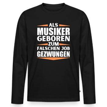 Musiker im falschen Job gelandet - Männer Premium Bio Langarmshirt - Schwarz - Vorne - Nico (187cm)