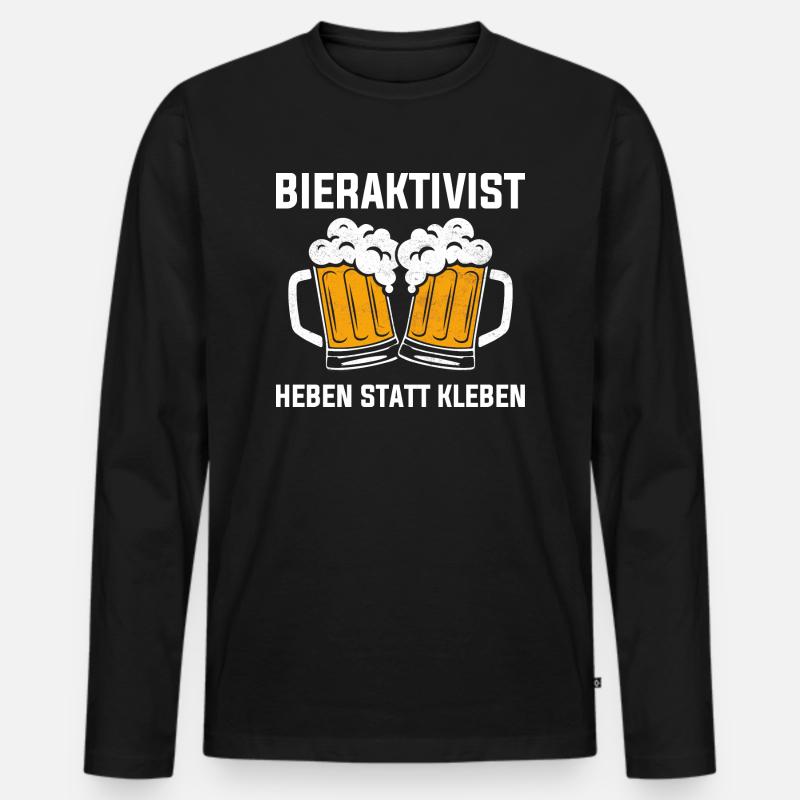 BIERAKTIVIST - HEBEN STATT KLEBEN - Männer Premium Bio Langarmshirt - Schwarz