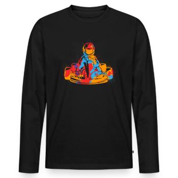 Kart Racing Colorful Boys Motorsport Go-Kart - Men's Premium Organic Long Sleeve Shirt - black - Front - Nico (187cm)