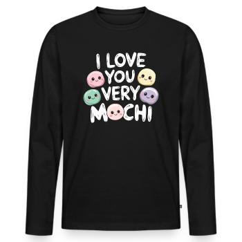 Trendige Hommage an Mochi - Männer Premium Bio Langarmshirt - Schwarz - Vorne - Nico (187cm)