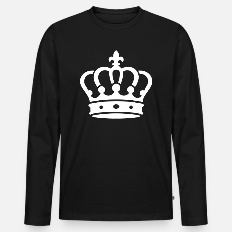 Krone König Symbol - Männer Premium Bio Langarmshirt - Schwarz