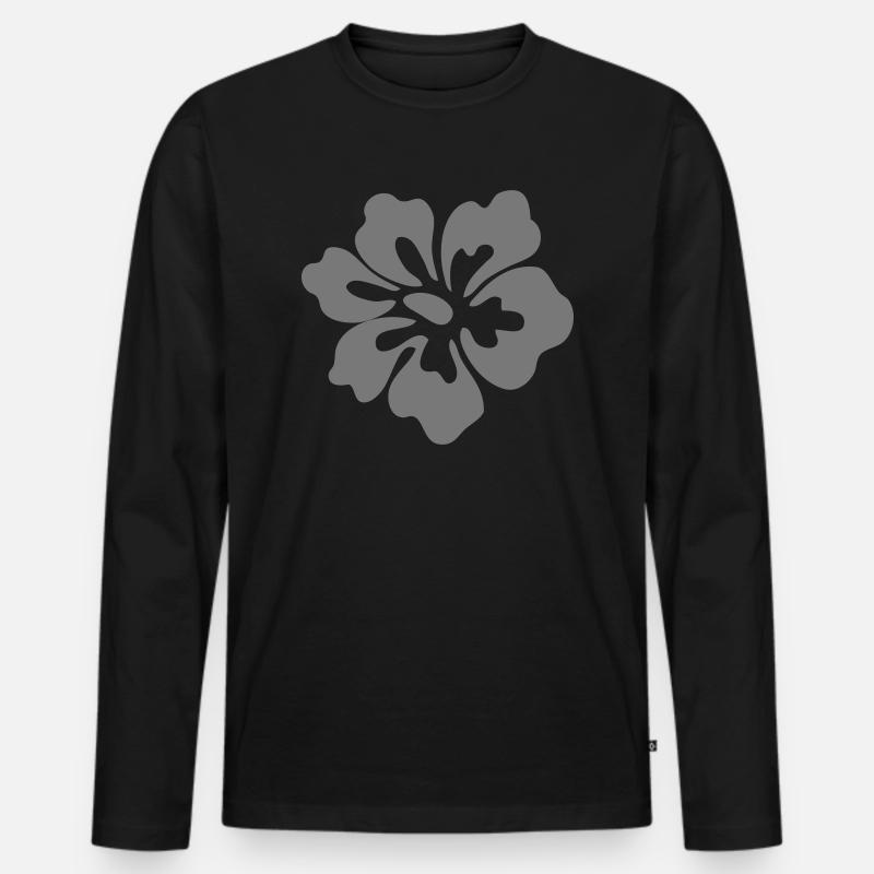 hibiscus - Männer Premium Bio Langarmshirt - Schwarz