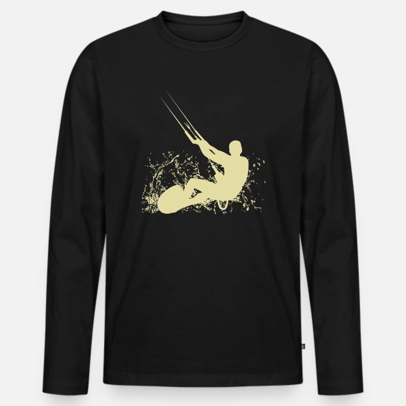 Kitesurfer - Männer Premium Bio Langarmshirt - Schwarz