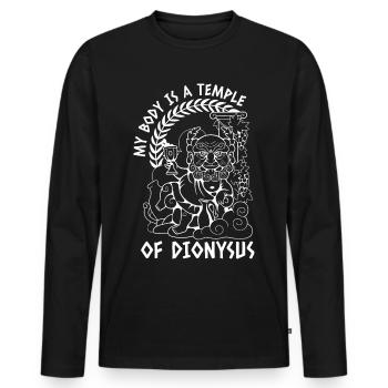 Mon corps est un temple de Dionysos - Joie de l'alcool - T-shirt manches longues Premium bio Homme - noir - Devant - Nico (187cm)