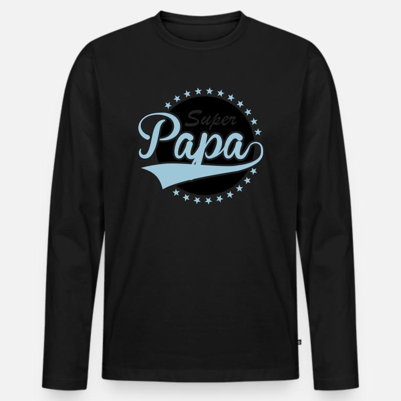 Super Papa - Männer Premium Bio Langarmshirt - Schwarz