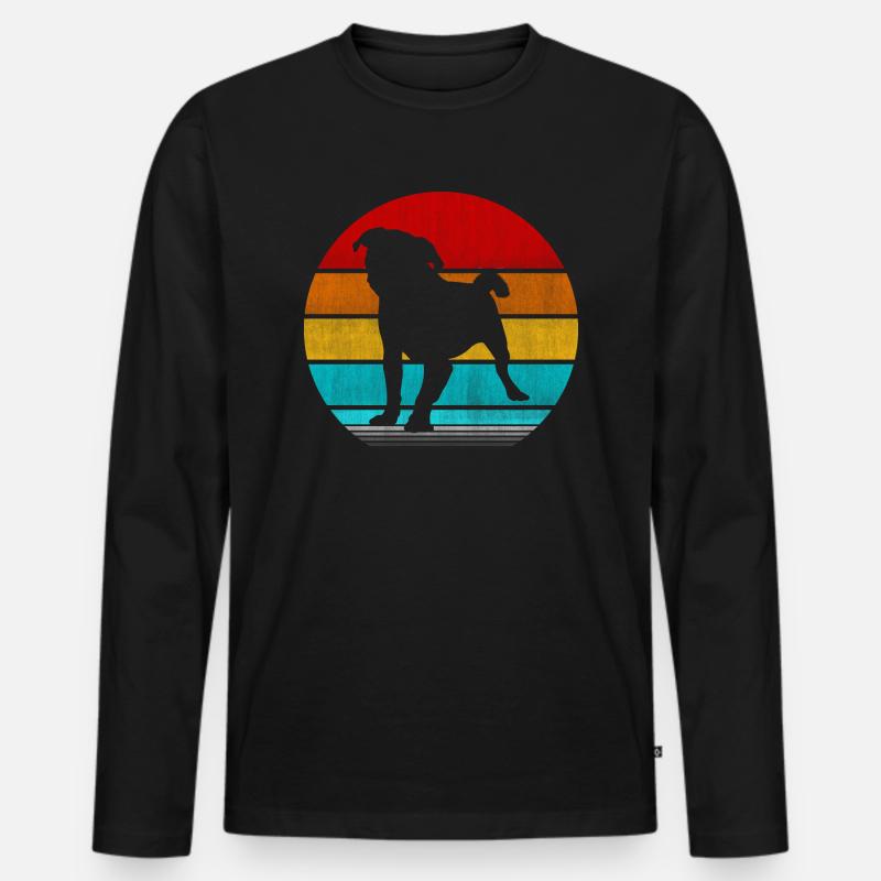 Mops - Männer Premium Bio Langarmshirt - Schwarz