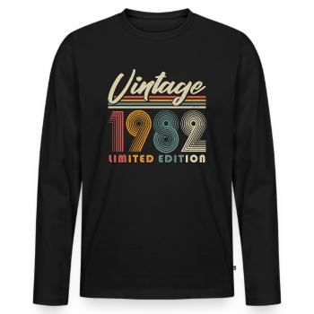 1982 Jahrgang Vintage Retro Geburtstag - Männer Premium Bio Langarmshirt - Schwarz - Vorne - Nico (187cm)