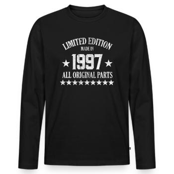 Vintage millésime 1997 anniversaire cadeau - T-shirt manches longues Premium bio Homme - noir - Devant - Nico (187cm)